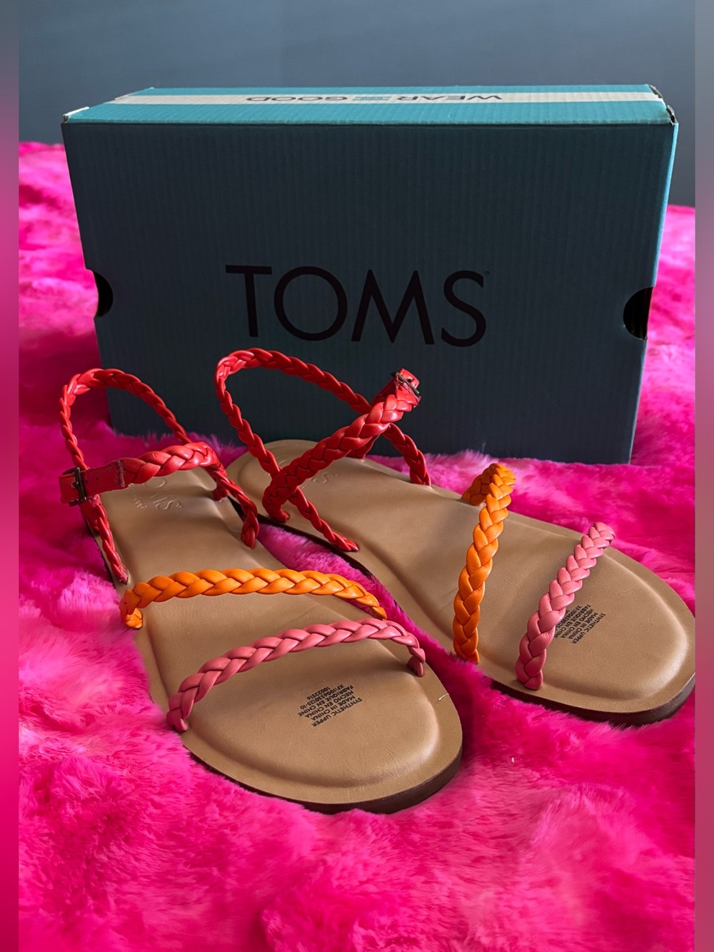 USED - TOMS Kira Flame Synthetic Braid Sandals